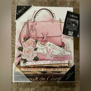 OLIVER ART REMEDY NWT Fashionable Glitter Handbag Sneaker Books Canvas Wall Art